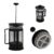 Kit 4 Cafeteiras Prensa Francesa de Vidro 350ml Muitas Unidades Cremeira Inox C/ Tampa Preta, Prata