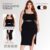 Conjunto Plus Size Feminino Preto Top Saia Midi Fenda Festa Balada Praia Verão