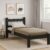 Cama Solteiro Madeira Maciça para Colchão 78/88 x 188cm Madri Multimóveis CR4141 Preta