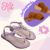 Sandália Infantil Meninas Cristal Capivara Agarradinha Flat Plana Confortável Fashion Blogueira