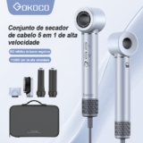 GOKOCO 5 Em 1 Conjunto De Secador De Cabelo GD023 Multifuncional De Alta Velocidade Escova Secadora Com Alisar E Enrolar