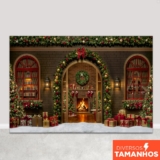 Painel Natal Fundo Fotográfico Cenário Decoração de Natal Em Tecido Sublimado para Fotos Grande