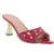 Tamanco Feminino Bico Folha Tachas Salto Alto Taça Cromado Stessy Mule Confortável Moderno Luxo