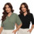 KIT 2 Camisa Feminina Viscolinho Manga Curta Elegante Tecido Fresco e Leve
