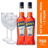 Kit 02 Aperitivos Aperol 750ml + 2 Taças em Acrílico de Brinde