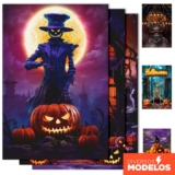 Painel de Festa Decoração Halloween Retangular 1,50×2,20m Sublimado Tecido – Diversos Modelos