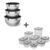 Kit Potes Herméticos 8 und + Conjunto Bowls Inox 3und com Tampa Electrolux