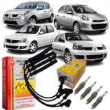 Kit Velas + Cabo Ignição NGK Clio Kangoo Logan Sandero Twingo March 1.0 16v