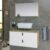Conjunto Gabinete Banheiro Toquio 80cm MDF + Espelheira + Cuba + tampo de vidro temperado