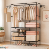 Guarda Roupa Portátil Arara Multifuncional com Cabideiro e Sapateira