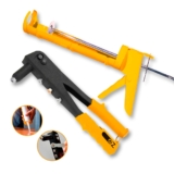 Kit Pistola Aplicador de Silicone 9 Pol + Alicate Rebitadeira Manual 4 Bicos Profissional Oz