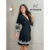 Robe Luxo Curto em Microfibra Light com Detalhes em Renda Bicolor