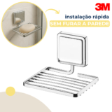 Saboneteira Banheiro Suporte Dupla Face 3M Parede Porta Sabonete Cromado Sem Furo Future