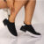 Tênis Preto Meia Feminino Casual Sneaker Slip On Plataforma