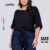 Lovito Blusa Feminina Plus Size Viscose com Detalhe de Amarração na Barra LB1BRL019