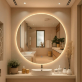 Espelho Lopazzi Redondo Polido Com Led Quente Frio Touch 80cm Maquiagem Quarto Sala Banheiro