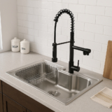 Cuba Cozinha Gourmet Aço Inox 304 60x42cm Torneira Gourmet Preta 50cm Monocomando