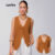Lovito Colete Marrom Moda Feminino de Tricô com Fechamento Frontal LB624BRL654