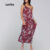 Lovito x Glenda Bossa l Vestido Longo  Estampado Vermelho Tropical Casual Feminino LB763BRL793