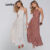 Lovito Vestido Longo Poa Moda Bolinhas Elegante de Poá Feminino LB1334BRL1364