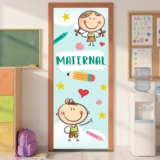Capa De Porta Escolar Maternal Decoração Em Tecido Com Elástico Veste Porta Retangular 0,85×2,10m
