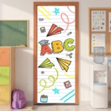 Capa De Porta Decoração Sala de Aula ABC Escolar Sublimado Em Tecido 0,80×2,10m Veste Porta