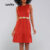 Lovito Vestido Vermelho Sem Mangas com Babado na Barra Moda Modesta DRB632BRL662BD