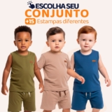 Conjunto de Bebê Menino Liso Masculino Roupa de Bebê Menino Básico Minimalista Roupa infantil Masculino l01