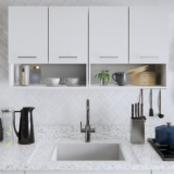 Armário de Cozinha 4 Portas ou 3 Portas com Nicho Modular Compacto Aéreo – Móveis Bonatto