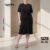 Lovito Vestido Plus Size Midi Manga Curta Com Nó Frontal LB289BRL318