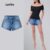 Lovito Shorts Jeans Feminino Curto Casual Básico LBRL050