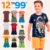 Kit Sortido 12 Peças de Roupas Infantil Menino 6 Camisetas + 6 Bermudas – Kit com 6 Conjuntos de Roupa Verão Menino Bebê