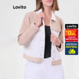 Lovito Jaqueta Sarja Bicolor Feminina Basica JKB24BRL053