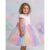 Vestido Infantil Princesa Unicórnio Arco-íris Rosa Gola Peróla P|M|G e 1|2|3