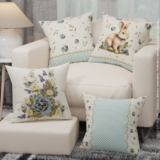Capa De Almofada Páscoa Decoração Casa Para Sofá Kit 4 Almofadas 45x45cm Em Tecido Oxford Com Zíper