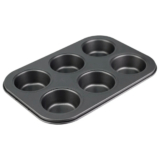 Forma Aço Inox Com 6 Cavidades Para Cupcake Empada Bolinhos Cor Cinza