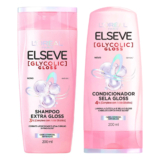 Kit Shampoo Extra Gloss + Condicionador Sela Gloss Elseve Glycolic Gloss 200ml Cada