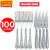 Jogo de Talheres 100 Peças Aço Inox 50 Garfos e 50 Facas Restaurante Buffet Bar Refeição Jantar