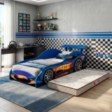 Cama Infantil Stock Car em MDF com Colchão Incluso Design Carro de Corrida para Quarto Infantil