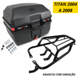 Baú Moto 35L Stoned ou Bagageiro CG Titan 125 150 2004 a 2008 Preto Aço Tubular