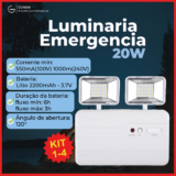 Luminária de Emergência LED PRO 20W com 2 Farol 40 LEDS Luz Branco Frio