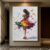 Quadro decorativo mulher vestido borboletas coloridas decoração quarto sala escritório