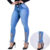 Calça Jeans Feminina Skinny Azul Claro Cintura Alta com Detalhe Trançado na Barra 38 ao 50 Pronta Entrega