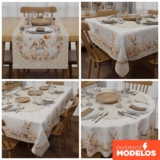 Toalha de Mesa Páscoa Cute Estampada 4/6 Lugares para Mesa Posta Em Oxford – Diversos Tamanhos