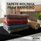 Tapete Dedinho Chão Banheiro Bolinha Microfibra Antiderrapante 38cm x 58cm Macio Felpudo Absorvente