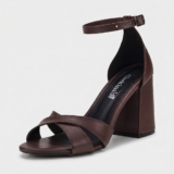 Saltinho Feminino Sandália Salto Alto Grosso Quadrado Confortável Nobuck Festa Lançamento Tendencia