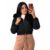 Jaqueta Puffer Feminina Cropped Nylon com Capuz Peluciado Tendência Inverno