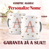 Caneca Personalizada Nome Letra Inicial – Presente Perfeito Feminino – Porcelana Premium Resistente