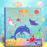 Livro Infantil Adesivos Cenários 3D para Montar e Decorar Adesivos Reutilizáveis Oceano Divertido Espiral Grande