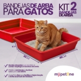 Kit com 2 Bandeja de Areia Higiênica Simples Vermelho para Gatos